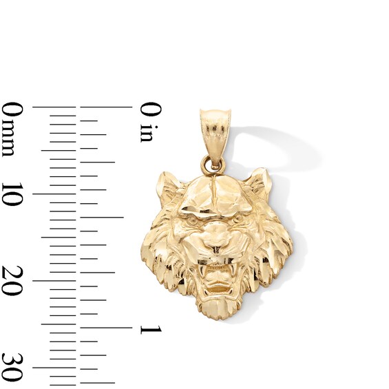 10K Gold Tiger Head Necklace Charm
