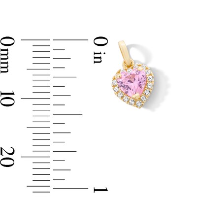 10K Gold Pink CZ Halo Heart Necklace Charm