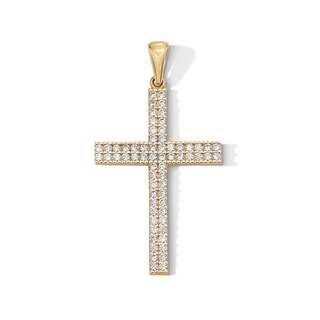 10K Gold CZ Cross Necklace Charm