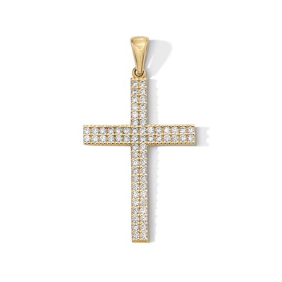 10K Gold CZ Cross Necklace Charm