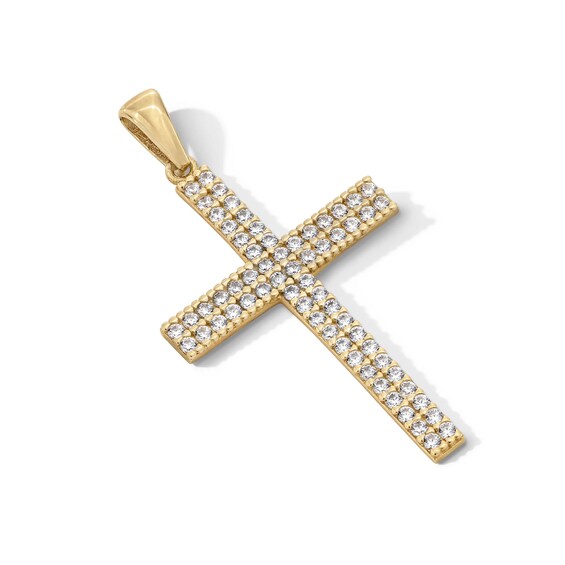 10K Gold CZ Cross Necklace Charm