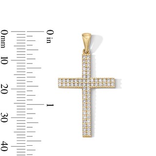 10K Gold CZ Cross Necklace Charm