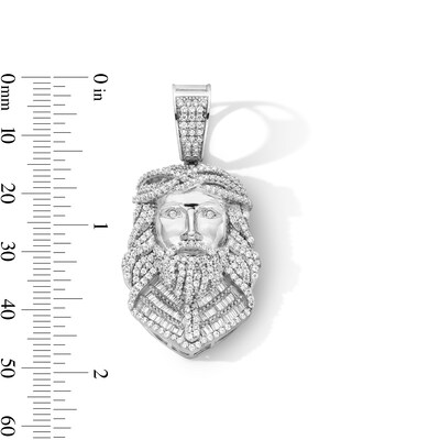 Sterling Silver CZ Jesus Head Necklace Charm