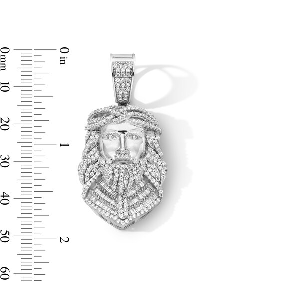 Sterling Silver CZ Jesus Head Necklace Charm