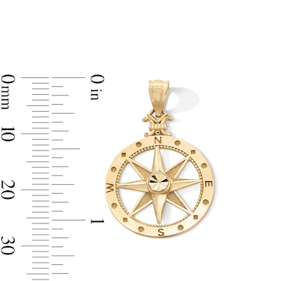 10K Gold Open Compass Necklace Charm