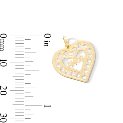 10K Gold Amor Heart Necklace Charm