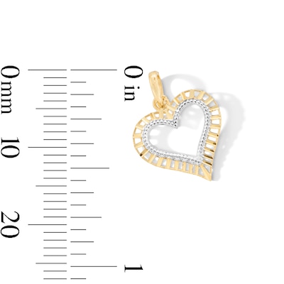 10K Gold Open Heart Two-Tone Necklace Charm