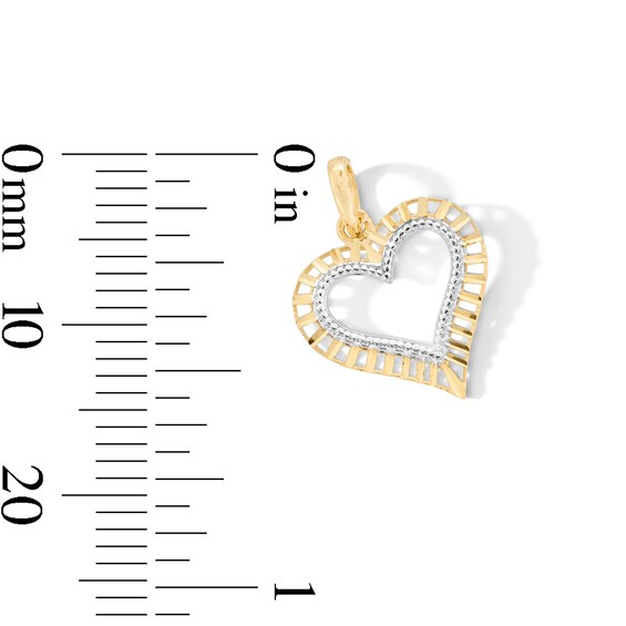 10K Gold Open Heart Two-Tone Necklace Charm