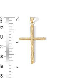 10K Hollow Gold Textured Cross Necklace Charm