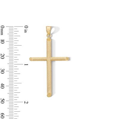 10K Hollow Gold Textured Cross Necklace Charm