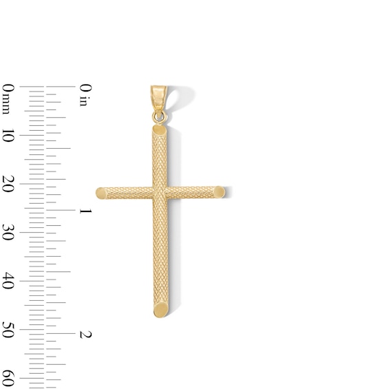 10K Hollow Gold Textured Cross Necklace Charm
