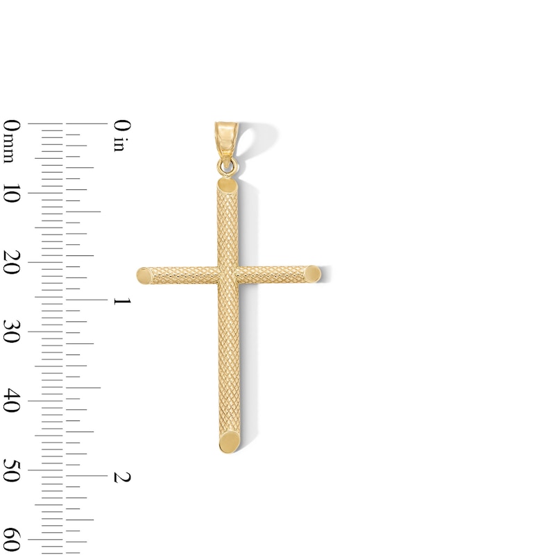 Main Image 3 of 10K Hollow Gold Textured Cross Necklace Charm
