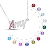 Thumbnail Image 2 of Sterling Silver Crystal Birthstone Initial Name Necklace - 16"