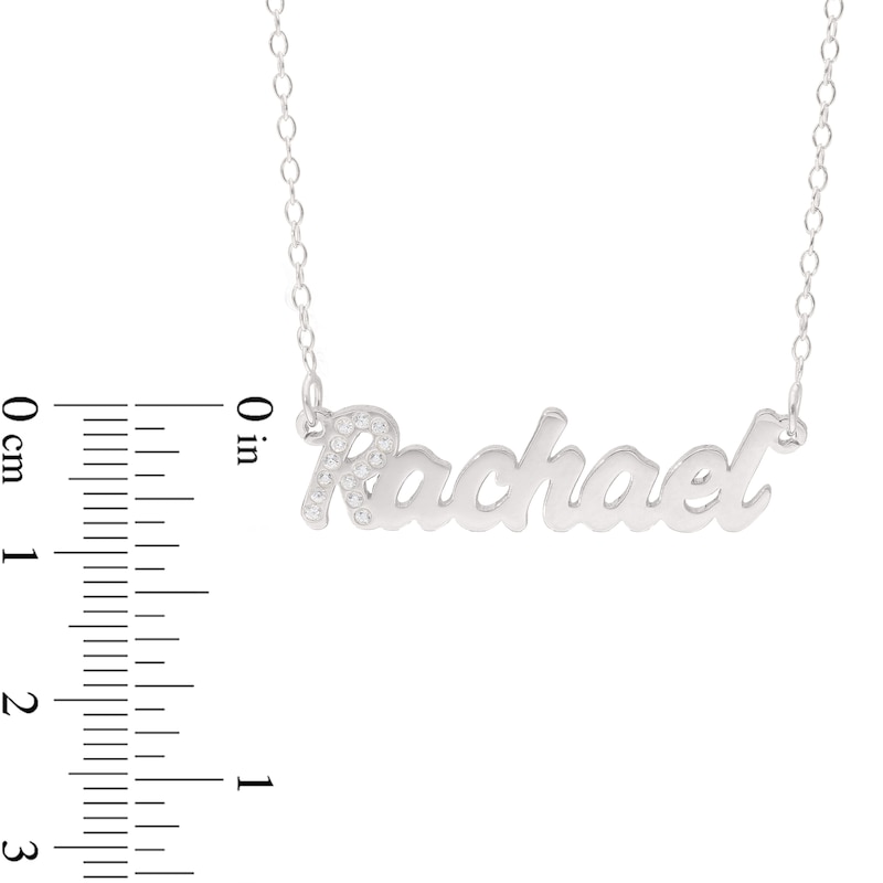Main Image 4 of Sterling Silver Crystal Birthstone Initial Name Necklace - 16"