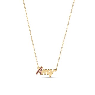 14K Gold Plated Crystal Birthstone Initial Name Necklace - 16"