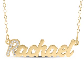 14K Gold Plated Crystal Birthstone Initial Name Necklace - 16"
