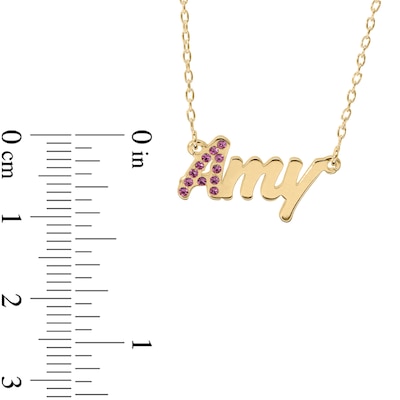 14K Gold Plated Crystal Birthstone Initial Name Necklace - 16"