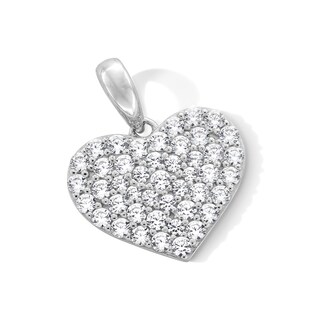 Sterling Silver CZ Cluster Heart Necklace Charm