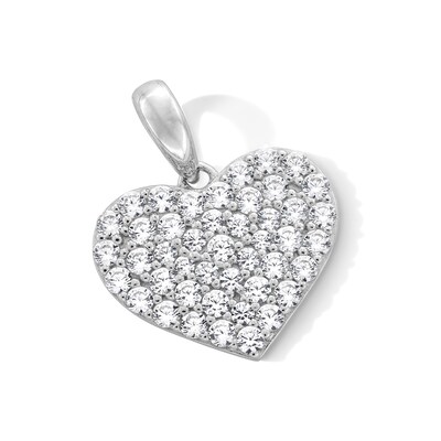 Sterling Silver CZ Cluster Heart Necklace Charm