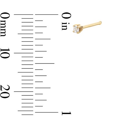 14K Gold Lab-Grown Diamond Accent Nose Stud - 22G 1/4"