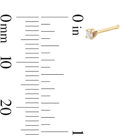 14K Gold Lab-Grown Diamond Accent Nose Stud - 22G 1/4"
