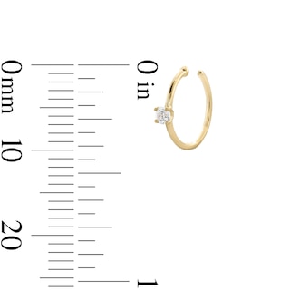 14K Gold Lab-Grown Diamond Accent Hoop - 20G 5/16"