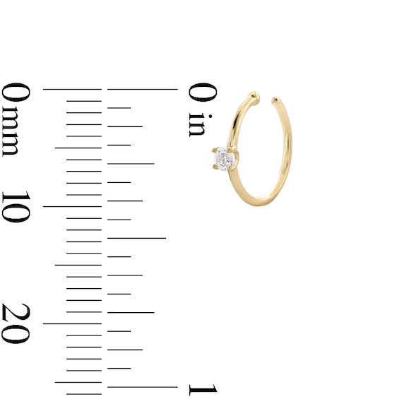 14K Gold Lab-Grown Diamond Accent Hoop - 20G 5/16"