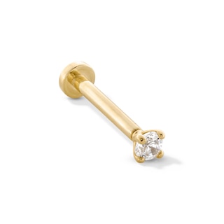 14K Gold Lab-Grown Diamond Accent Stud - 18G 5/16"