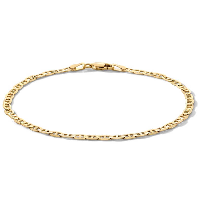 10K Solid Gold Mariner Chain Bracelet - 8"