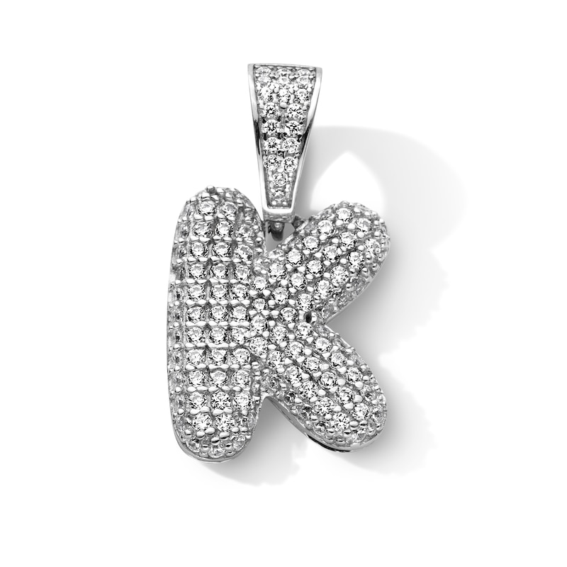 Main Image 1 of Sterling Silver CZ Bubble Initial Necklace Charm