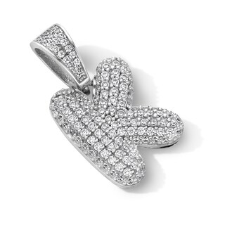 Sterling Silver CZ Bubble Initial Necklace Charm