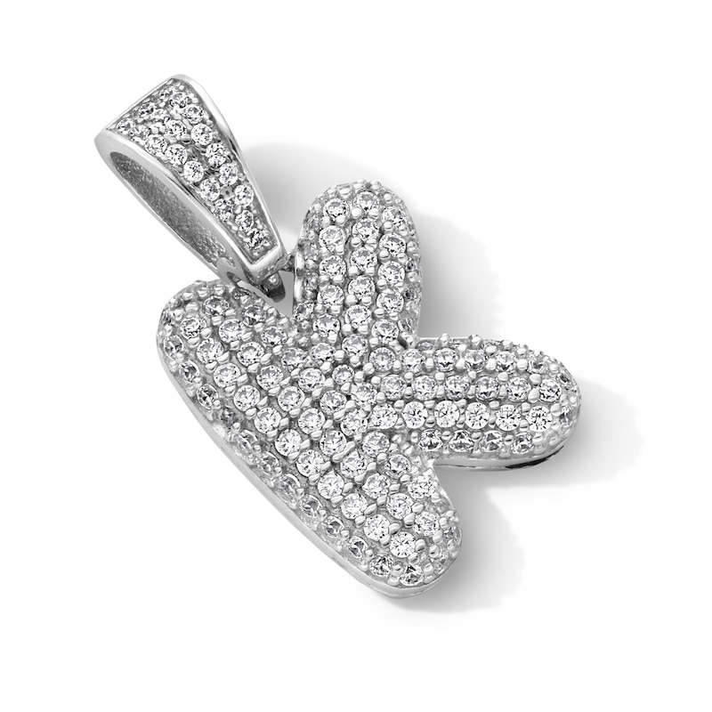 Main Image 2 of Sterling Silver CZ Bubble Initial Necklace Charm