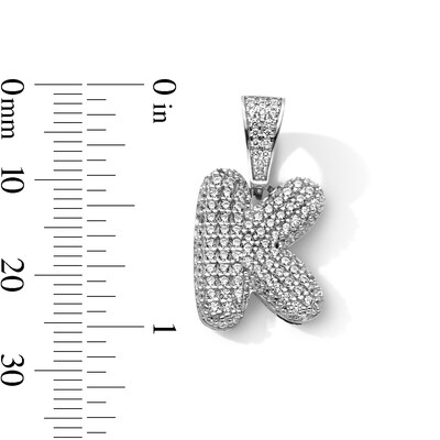 Sterling Silver CZ Bubble Initial Necklace Charm