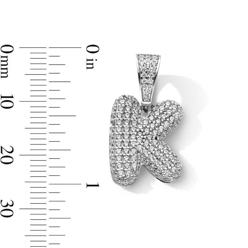 Main Image 3 of Sterling Silver CZ Bubble Initial Necklace Charm