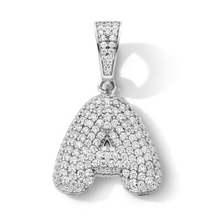 Sterling Silver CZ Bubble Initial Charm