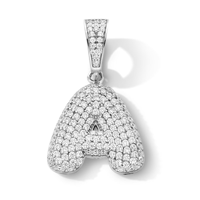 Sterling Silver CZ Bubble Initial Charm