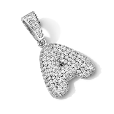 Sterling Silver CZ Bubble Initial Charm