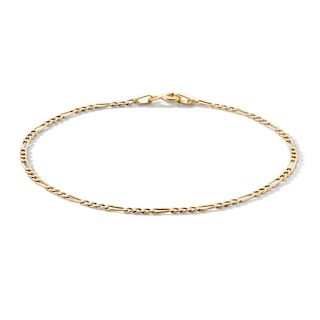 10K Solid Gold Figaro Chain Bracelet - 7"