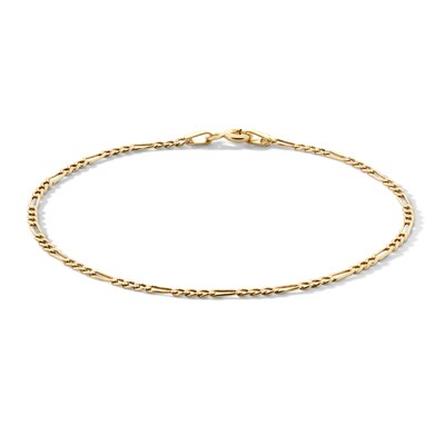 10K Solid Gold Figaro Chain Bracelet - 7"