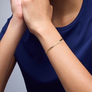10K Solid Gold Braided Herringbone Chain Bracelet - 7"