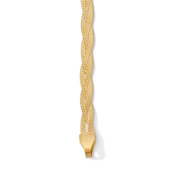 10K Solid Gold Braided Herringbone Chain Bracelet - 7"