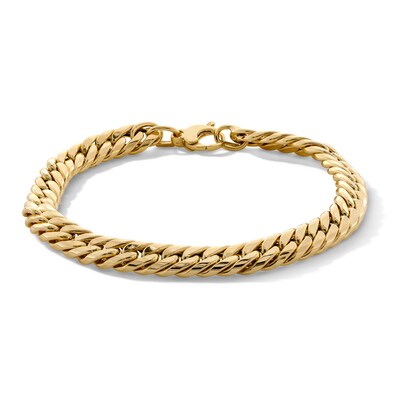 10K Hollow Gold Double Curb Chain Bracelet - 7.5"