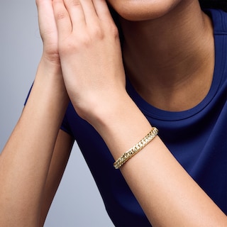 10K Hollow Gold Double Curb Chain Bracelet - 7.5"