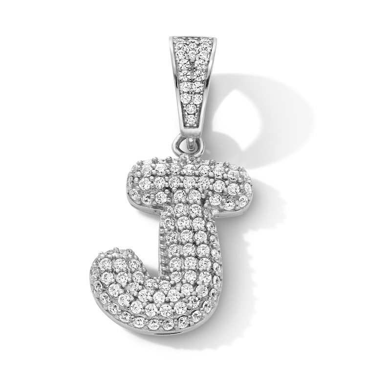 Main Image 1 of Sterling Silver CZ Bubble Initial Necklace Charm