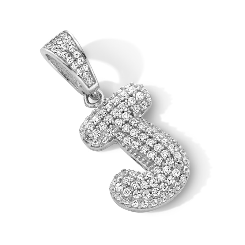 Main Image 2 of Sterling Silver CZ Bubble Initial Necklace Charm