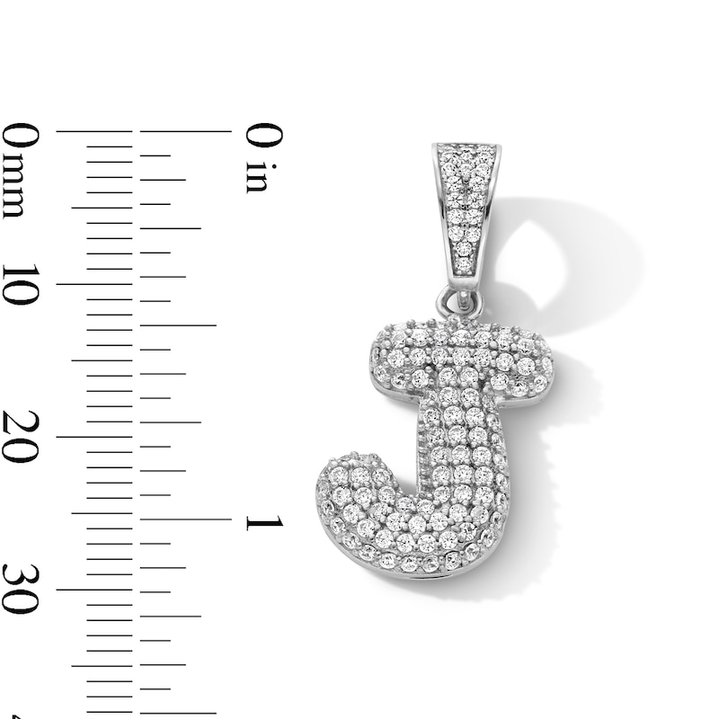 Main Image 3 of Sterling Silver CZ Bubble Initial Necklace Charm