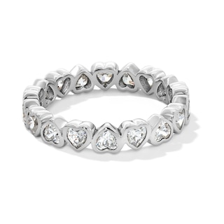 Sterling Silver CZ Heart Eternity Ring - Size 7