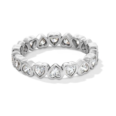 Sterling Silver CZ Heart Eternity Ring - Size 7