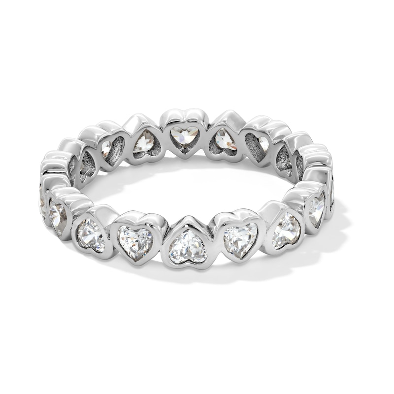 Sterling Silver CZ Heart Eternity Ring - Size 7