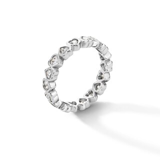 Sterling Silver CZ Heart Eternity Ring - Size 7